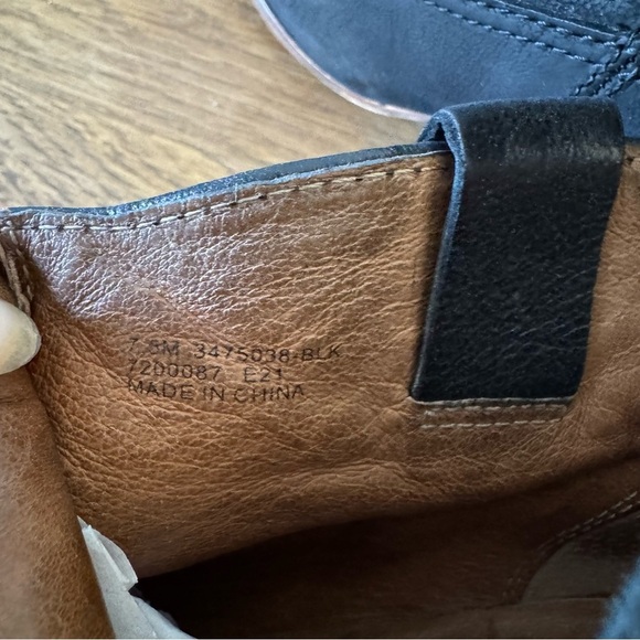 frye regina womens size 7.5 shoes black leather side zip wedge ankle booties - Picture 8 of 12